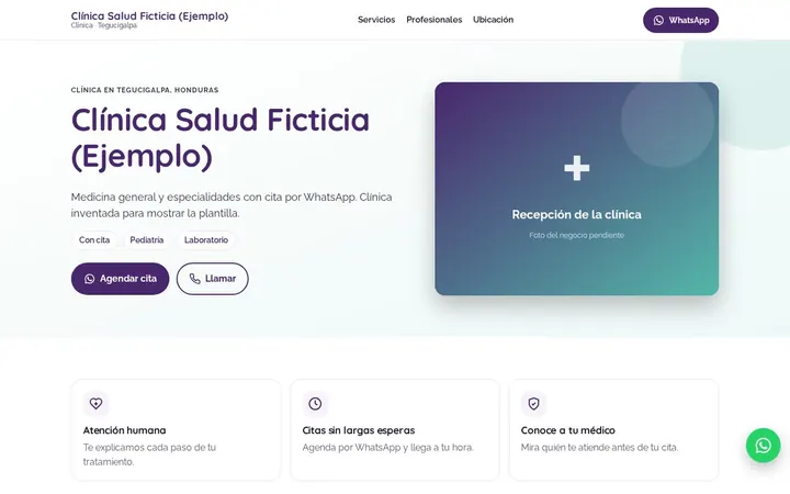 Demo para clínicas y consultorios: Clínica Salud Ficticia (Ejemplo)
