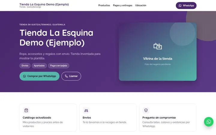 Demo para tiendas y emprendimientos: Tienda La Esquina Demo (Ejemplo)